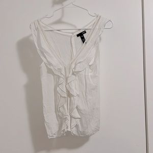 Aqua Women’s White Top Shirt Blouse Size Medium